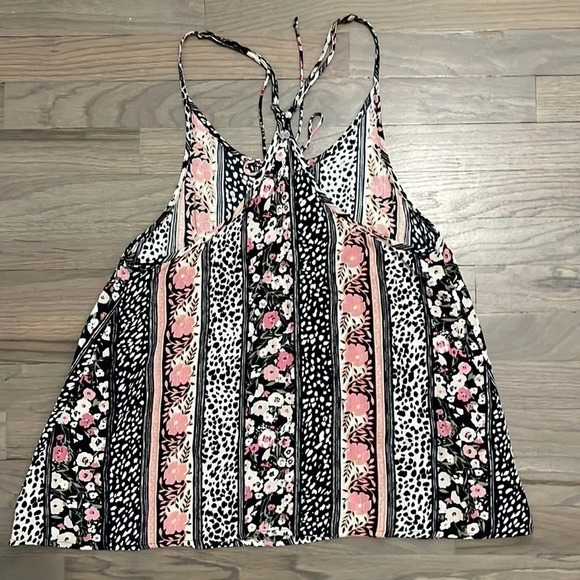Billabong women’s Spring Seas Flowy Boho Floral Leopard Print Tank. Medium - Picture 6 of 7